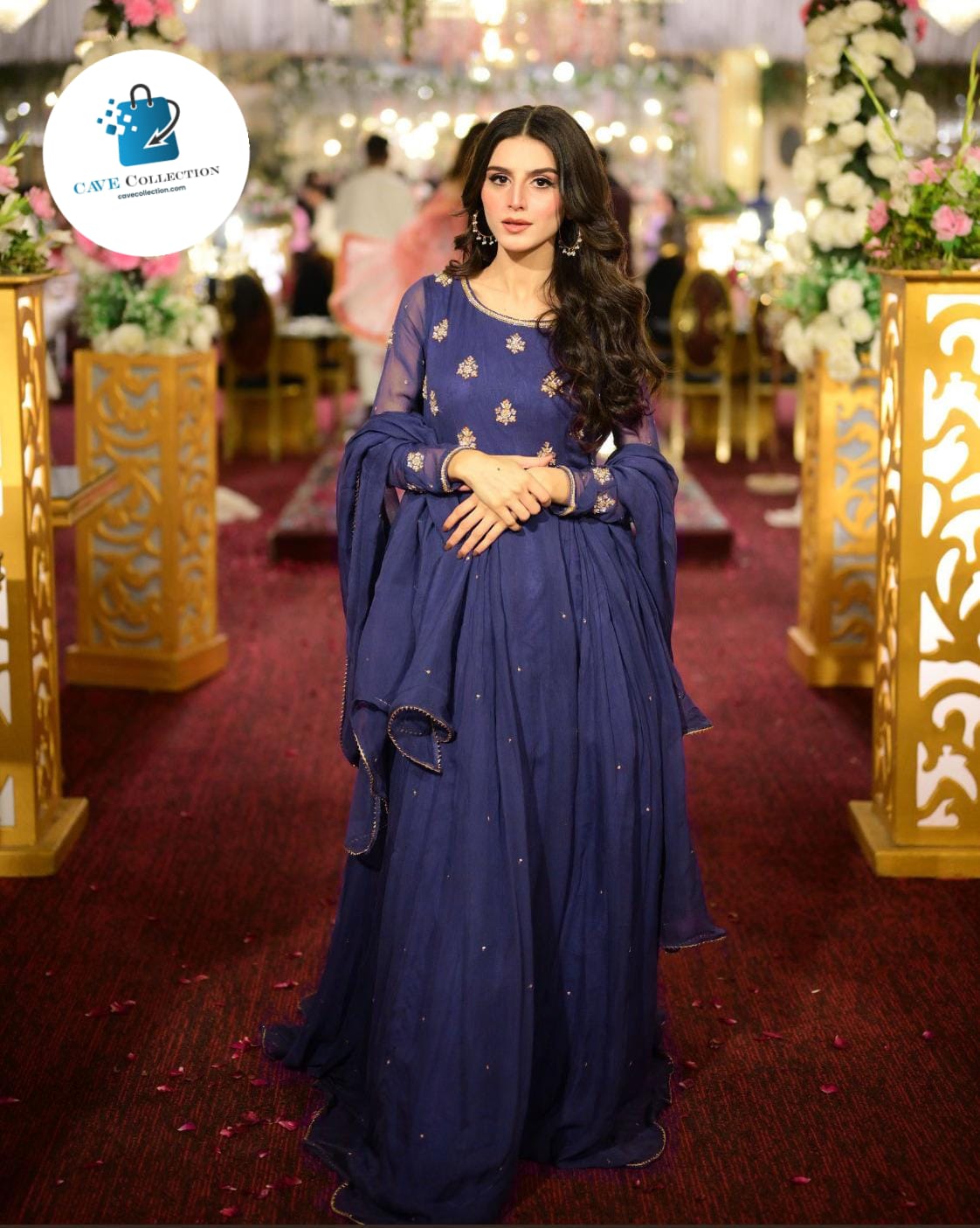 Neck & Sleeves Sequence Embroidered with Lace and front & Back Pearls Attached Maxi with Pearls Dupatta 3PCs