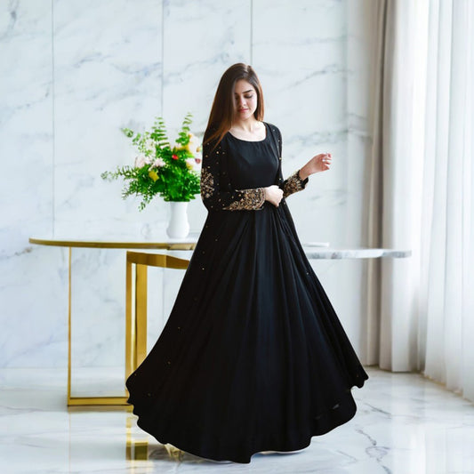 Gown Chiffon Embroidered Suit